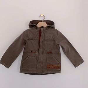 Army Green Cotton Hooded Anorak Jacket